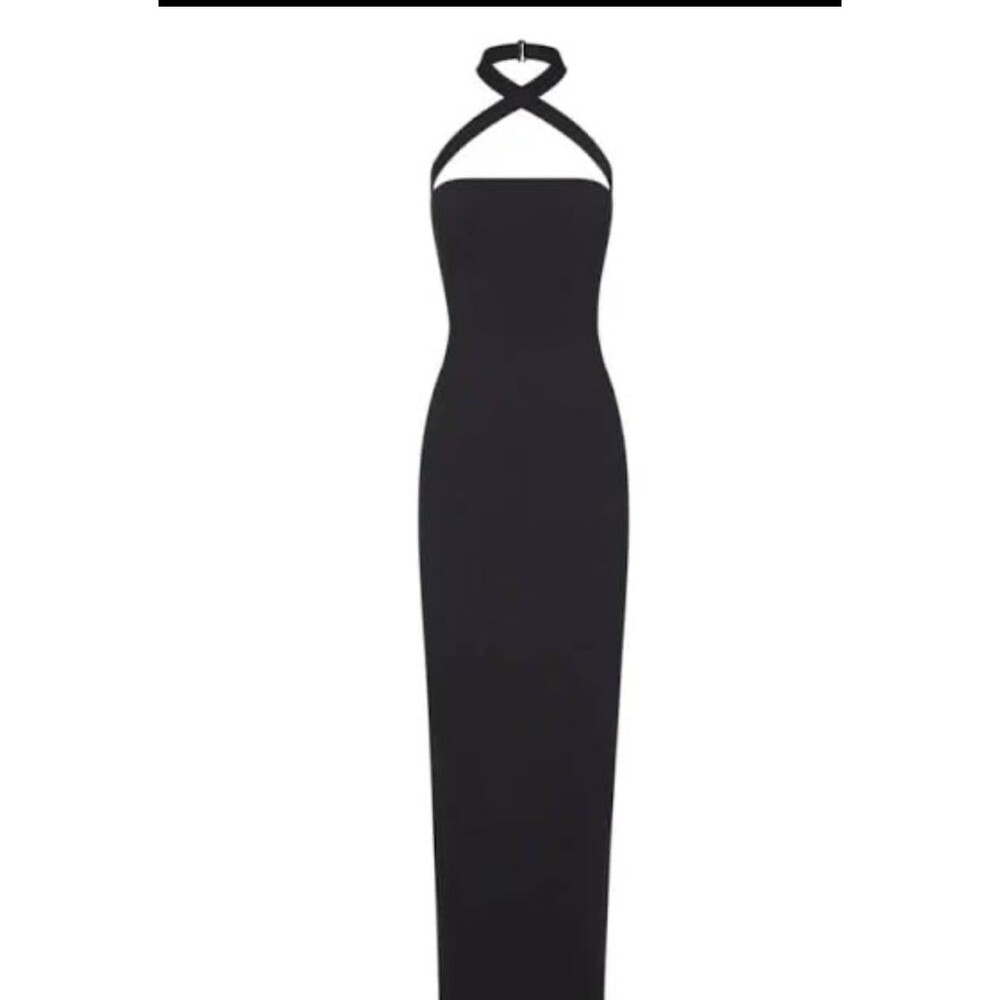 Skims Wrapping Slip Dress Onyx XS